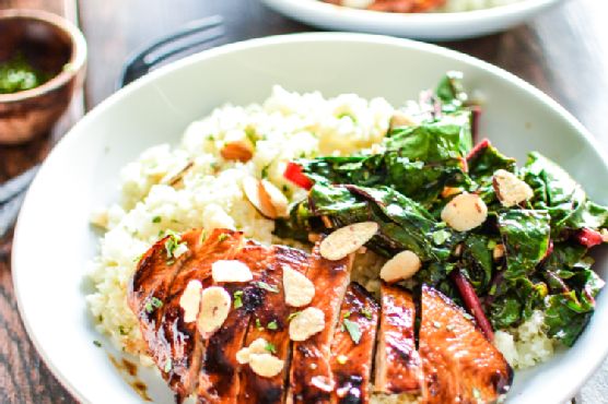 Barbecue chicken cauliflower couscous bowls