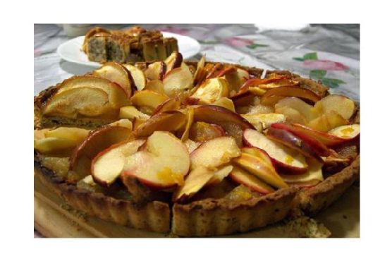 Apricot glazed apple tart