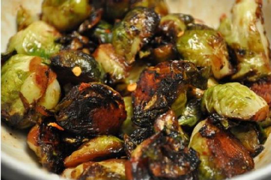 Brussels sprouts in honey butter with chili flakes