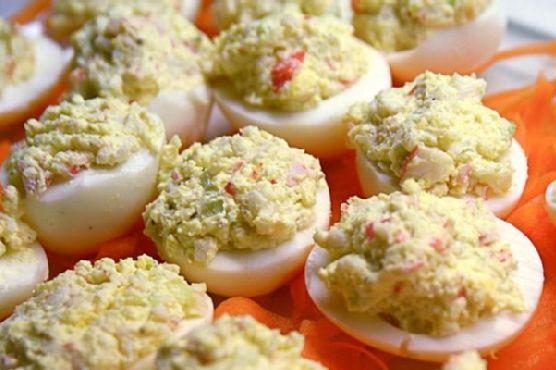 Deviled eggs with crab