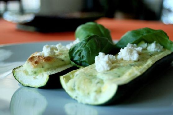 Zucchini flutes piped with basil ricotta mousse