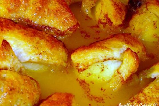 Apple dumplings in fanta sauce