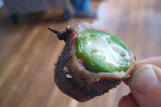 Goat cheese stuffed bacon wrapped jalapeno appetizer