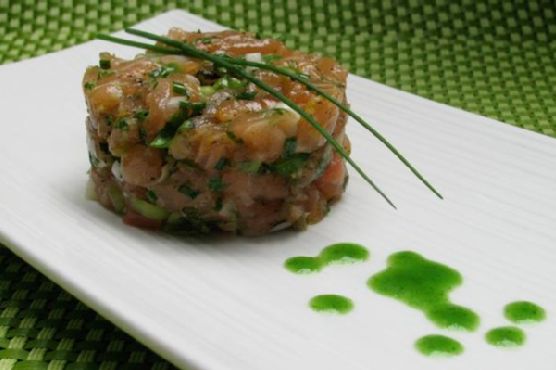 Jade buddha salmon tartare