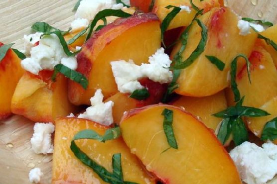 Fresh peach goat cheese side salad