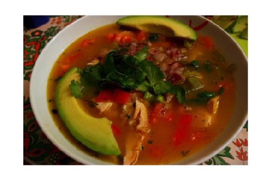 Avocado corn tortilla soup