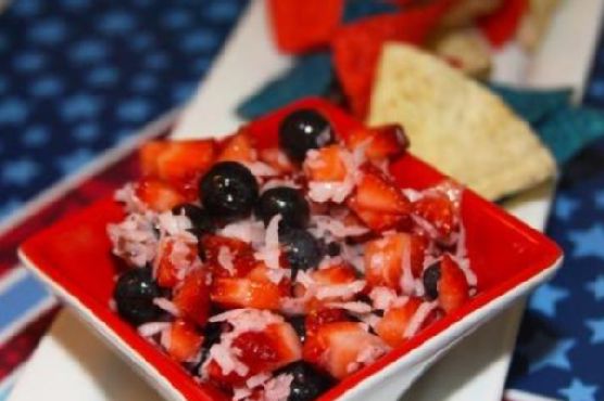 Red, white, and blue fruit salsa