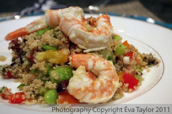 Quinoa tabouli with grilled shrimp