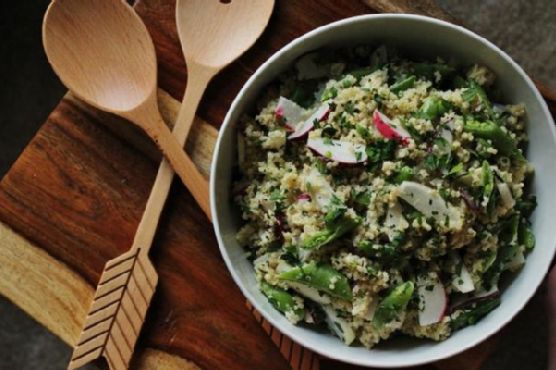 Radish & snap pea quinoa salad