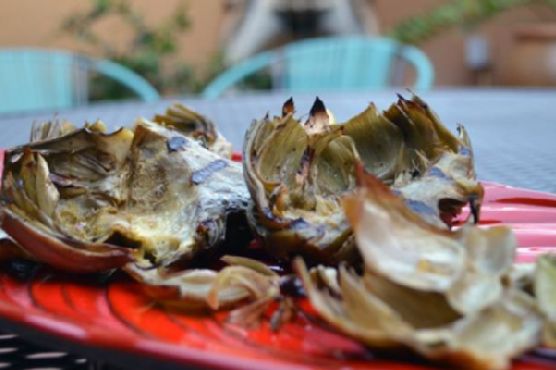 Grilled lemon garlic artichokes